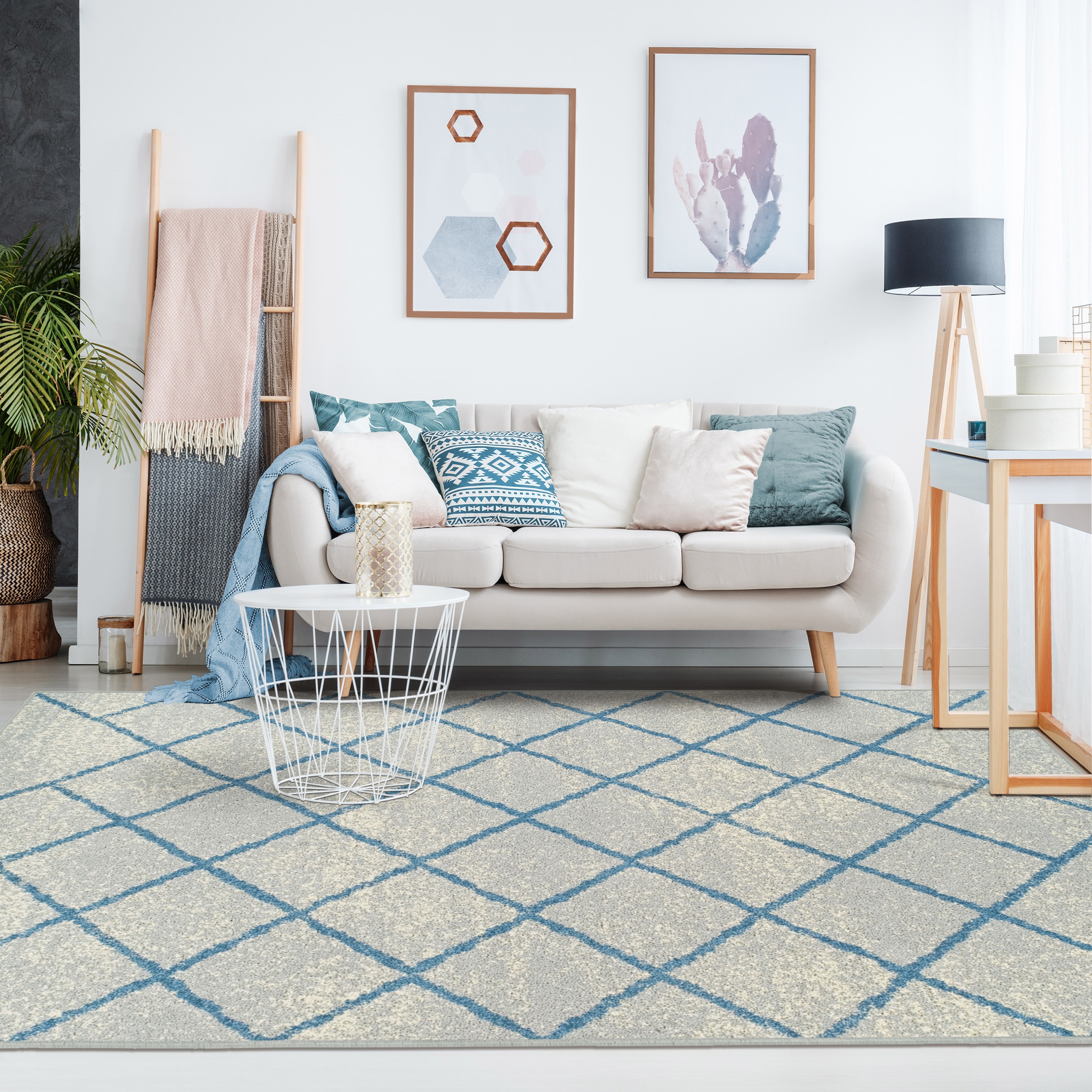 Designer Lattice Cream Area Rug (4' x 6'), Cream - Walmart.com
