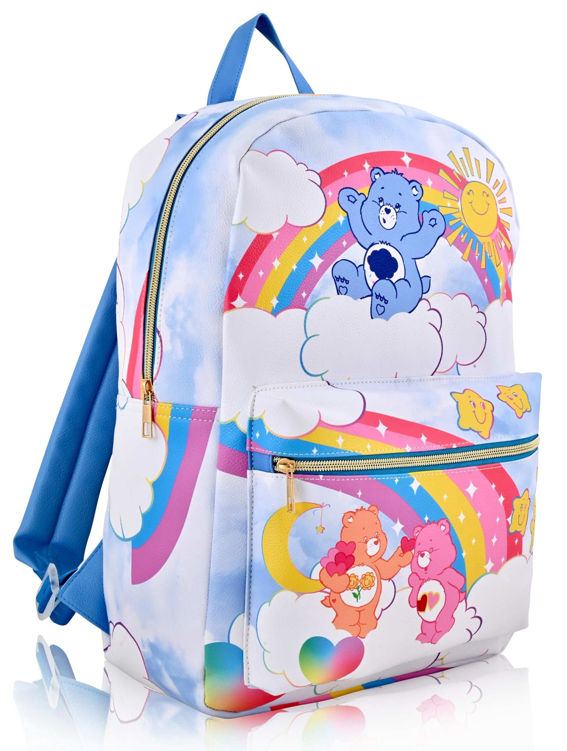 Fast Forward Unisex Large Care Bears Backpack - PU Leather, Cute Design, Women, Men, Accessories