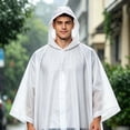 thumbnail image 4 of UTSJKR Mens Loose Fit Hooded Rain Poncho with Drawstring Closure Lightweight Waterproof Cape for Hiking Camping Travel Outdoor Rain Protection White, 4 of 5