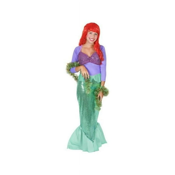 Disney Princess Ariel Wistful Mermaid Costume for Adults with Aqua Fin Bottoms, Adult Size