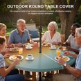 thumbnail image 3 of Round Outdoor Tablecloth with Umbrella Hole and Zipper, Burnt Orange Teal Ombre Tablecloth with Elastic Waterproof, Modern Gradient Abstract Art Patio Table Covers for 31" - 35" Picnic Pool Tables, 3 of 9