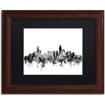 "Charlotte NC Skyline B&W" Canvas Art by Michael Tompsett, Black Matte, Wood Frame