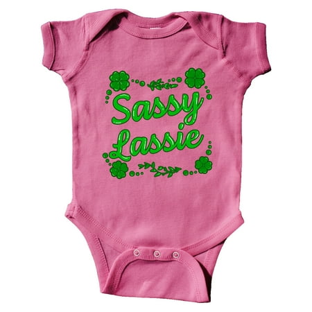 

Inktastic Sassy Lassy with Green 4 Leaf Clovers Gift Baby Boy or Baby Girl Bodysuit