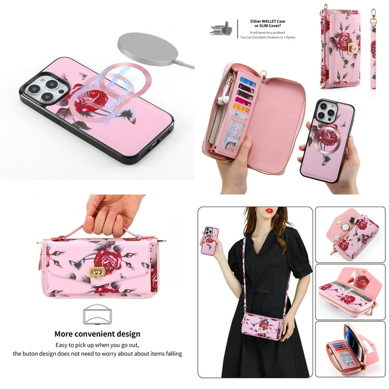 Designer Wallet Case Compatible with iPhone 14 Pro Max Crossbody