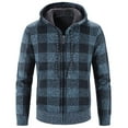 thumbnail image 2 of SWSMCLT Men's Full Zip Hoodies Slim Fit Hooded Sweatshirt Plaid Fleece Lined Cardigan Sweater Thermal Long Sleeve Thick Knit Blue 46, 2 of 3