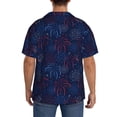 thumbnail image 3 of Honeii Blue Firework for Men's Short-Sleeved Button-Up Collared Shirt Featuring A Pocket, Perfect for Beach Vacations, And Travel Adventures.-X-Large, 3 of 5