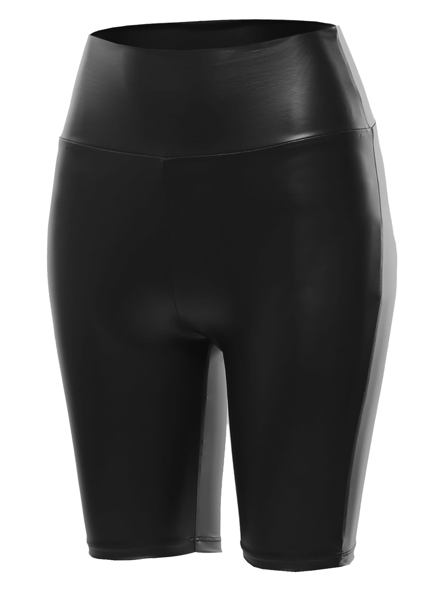 A2Y - A2Y Women's Pleather Fabric Mid Thigh High Rise Biker Bermuda Shorts Black L - Walmart.com 