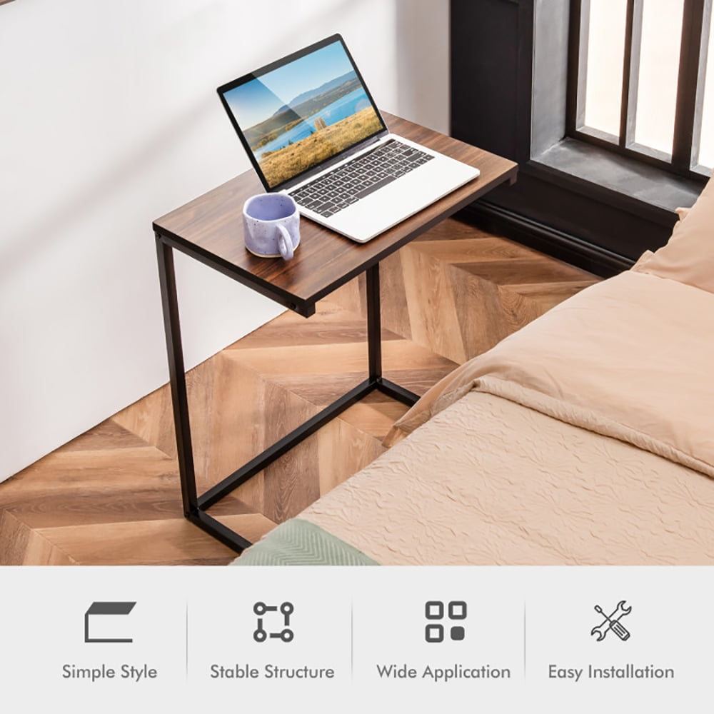 Finihen End Table, 26 Inch Beside Sofa Laptop Holder End Stand Desk, Sofa Side Table, Bed Side Table, for Living Room, Bedroom, Brown Finihen End Table, 26 Inch Beside Sofa Laptop Holder End Stand Desk, Sofa Side Table, Bed Side Table, for Living Room, Bedroom, Brown