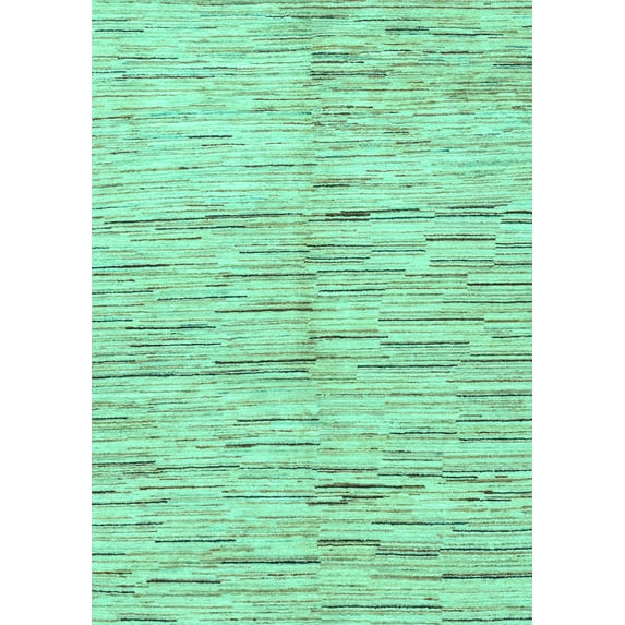 Ahgly Company Machine Washable Indoor Rectangle Solid Turquoise Blue Modern Area Rugs, 6' x 9'