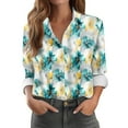thumbnail image 2 of miqiqism Tshirts for Women Boho Long Sleeve Button Shirts Lady Trendy Classic T-Shirts Floral Graphic Blouses Clothing Lightweight Tees,01_Green,XX-Large, 2 of 4