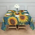 thumbnail image 3 of Blue Sunflower Pattern Square Tablecloth,Waterproof Square Table Cover,Wipeable Spillproof Washable Table Cover for Home Kitchen Party Decor 60"x60"(152x152cm), 3 of 6