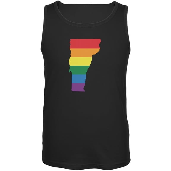 Vermont LGBT Gay Pride Rainbow Black Adult Tank Top - 2X-Large