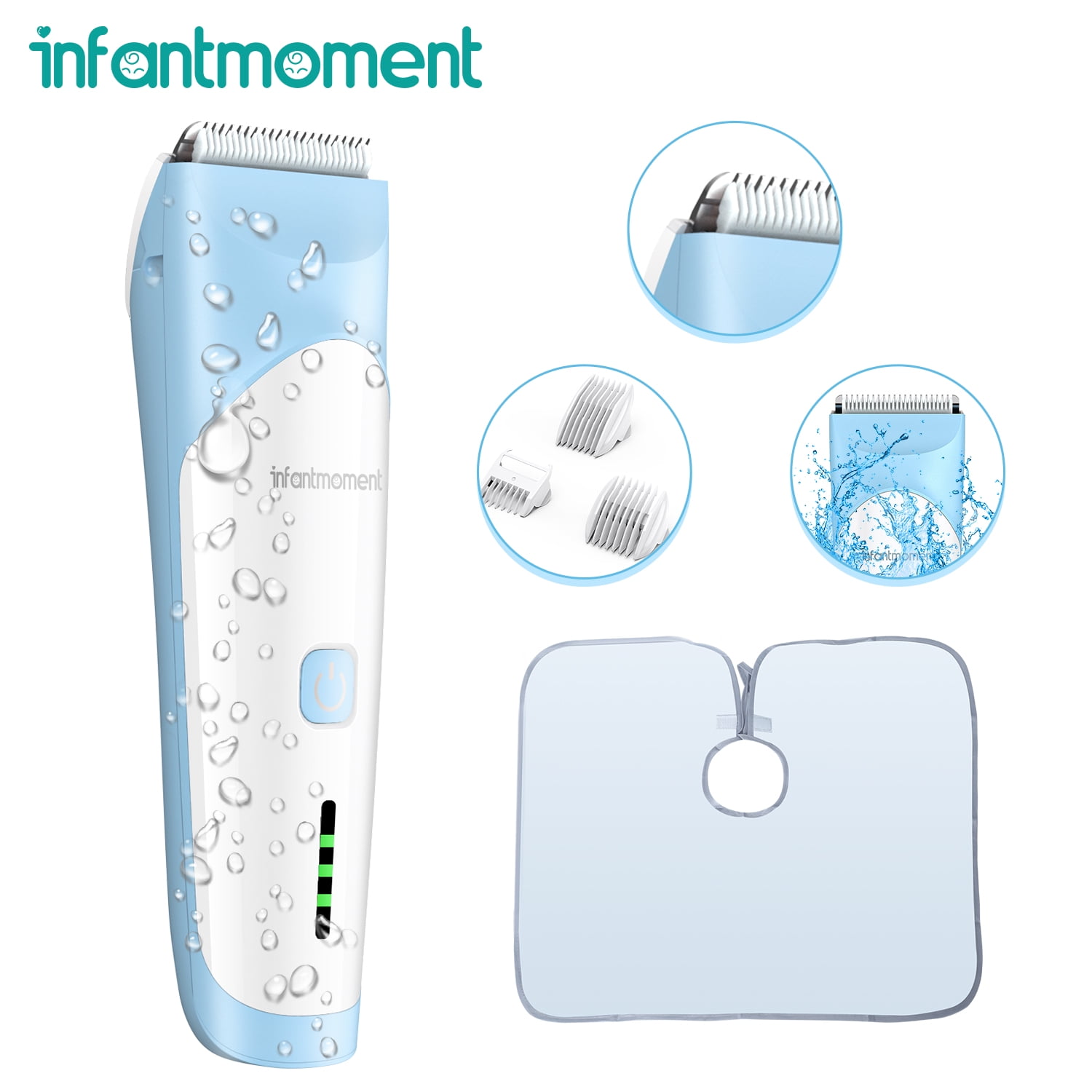 Baby Hair Clipper Child Safe Ultra Quiet Cordless Waterproof For Kids Children And Adults W 3 Guide Combs Walmart Com
