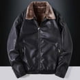 thumbnail image 2 of Men's Casual Leather Jacket Winter Warm Shearling Lined Coat Fashionable Business Casual Outerwear Windproof Cold Weather Coat, 2 of 9
