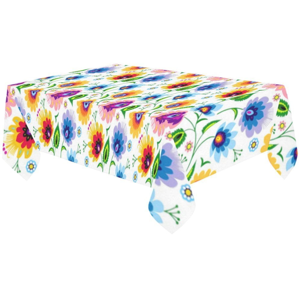 MYPOP Polish Floral Pattern Cotton Linen Tablecloth 60x120 inches