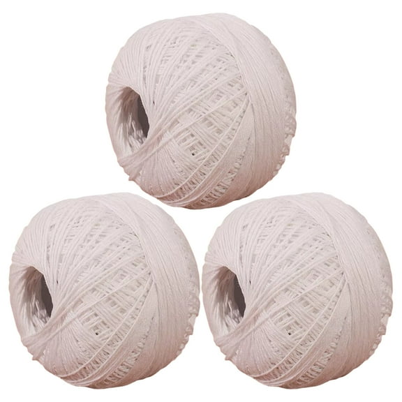 HUONA 3 Rolls Cotton Yarn Knitting Crochet Cotton Yarn Thread 60% Cotton 40% Linen Weaving Yarn Soft Fine Knitted Yarn Lightweight Yarn Thread for Crocheting Clothes Scarves Hat Crafts Pure White