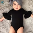 thumbnail image 5 of Deago Toddler Baby Girls Ruffled Long Sleeve Cotton Solid Romper Bodysuit Jumpsuit Outfits Clothes (Black), 5 of 6