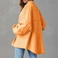 thumbnail image 5 of Fnooota Button Down Shirts for Women, Long Sleeve Denim Solid Color Tops with Pockets Orange Size S, 5 of 5