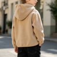 thumbnail image 6 of Cethrio Boys Hooded Fleece Jacket Size 10-12, Lightweight Embroidery Warm Full Zip Fall Winter Outerwear Khaki, 6 of 6