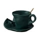 thumbnail image 1 of Taza con patrón de rostro humano en 3D con cucharas y posavasos con rostro humano, vaso para agua y jugo. Verde, 1 of 9