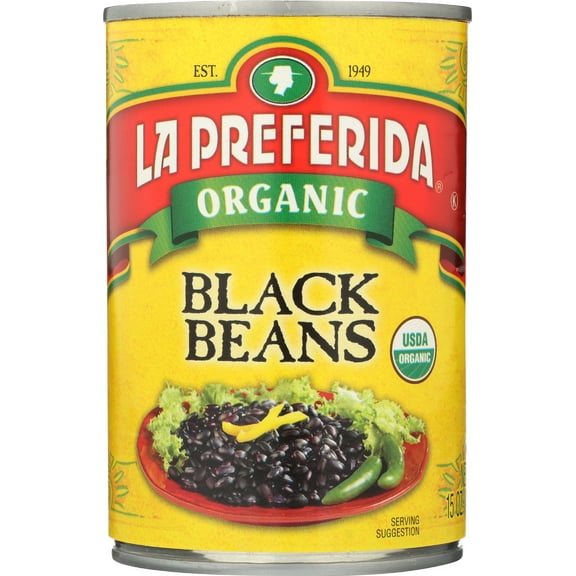 Pack of 12, La Preferida Organic Black Beans, 15 oz