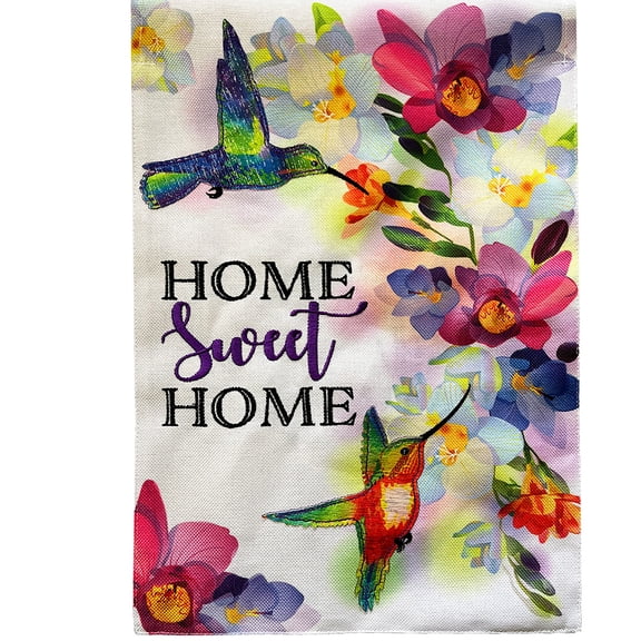 Briarwood Lane Spring Burlap Garden Flag 12x18 For Outdoor Home Sweet Home Hummingbirds For Spring Garden Flag Flags For Outside
