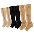 thumbnail image 1 of Aosijia 5 Pairs Unisex Compression Socks Toe Open Leg Support Stocking Knee High Socks with Zipper for Mens Womens M, 1 of 12