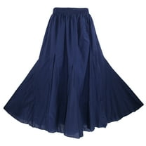 Beautybatik Navy blue Women Cotton BOHO Gypsy Long Maxi Godet Flare Skirt 2X
