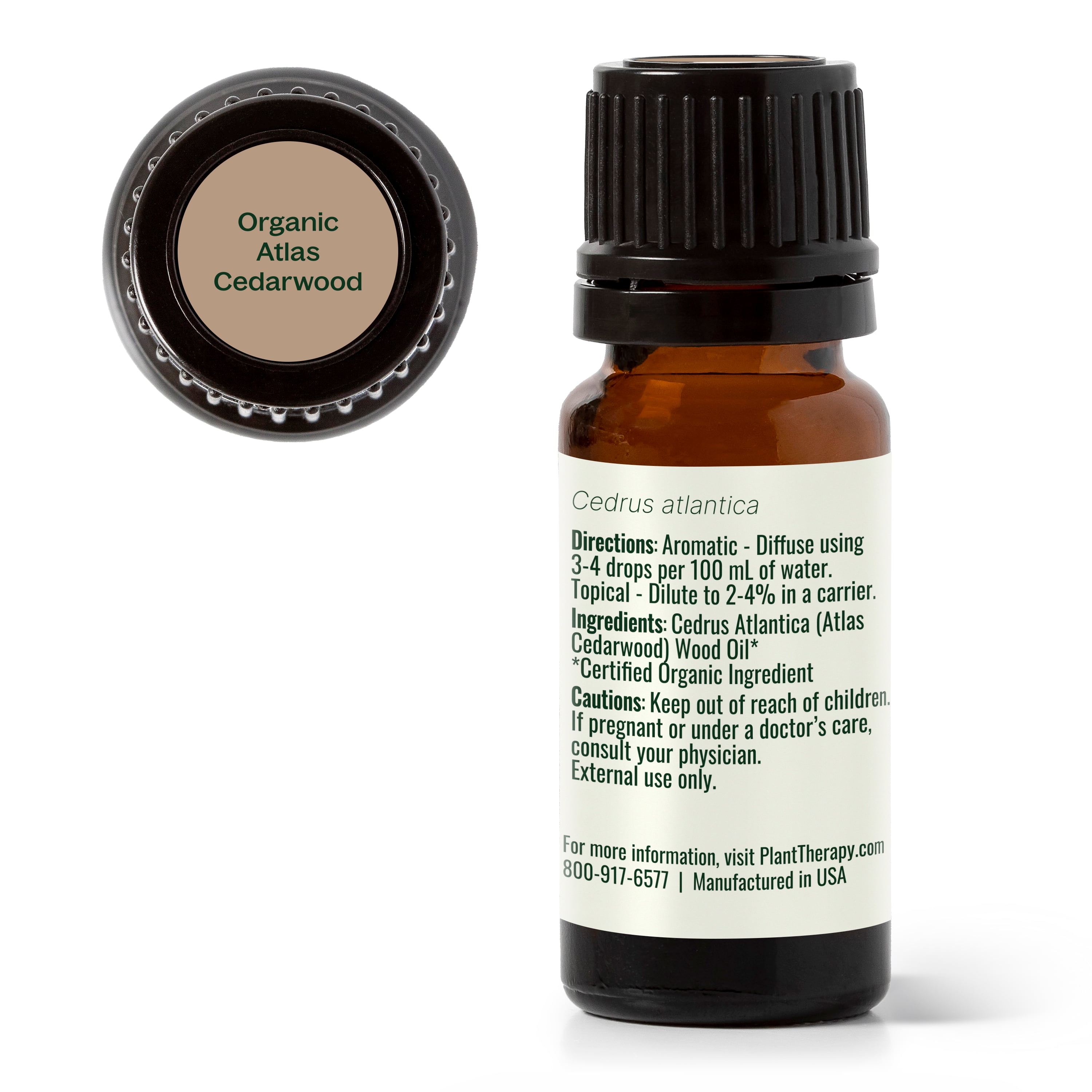 Plant Therapy Organic Atlas Cedarwood Essential Oil 100% Pure, USDA Certified Organic, Undiluted, Natural Aromatherapy 10 mL (1/3 oz)