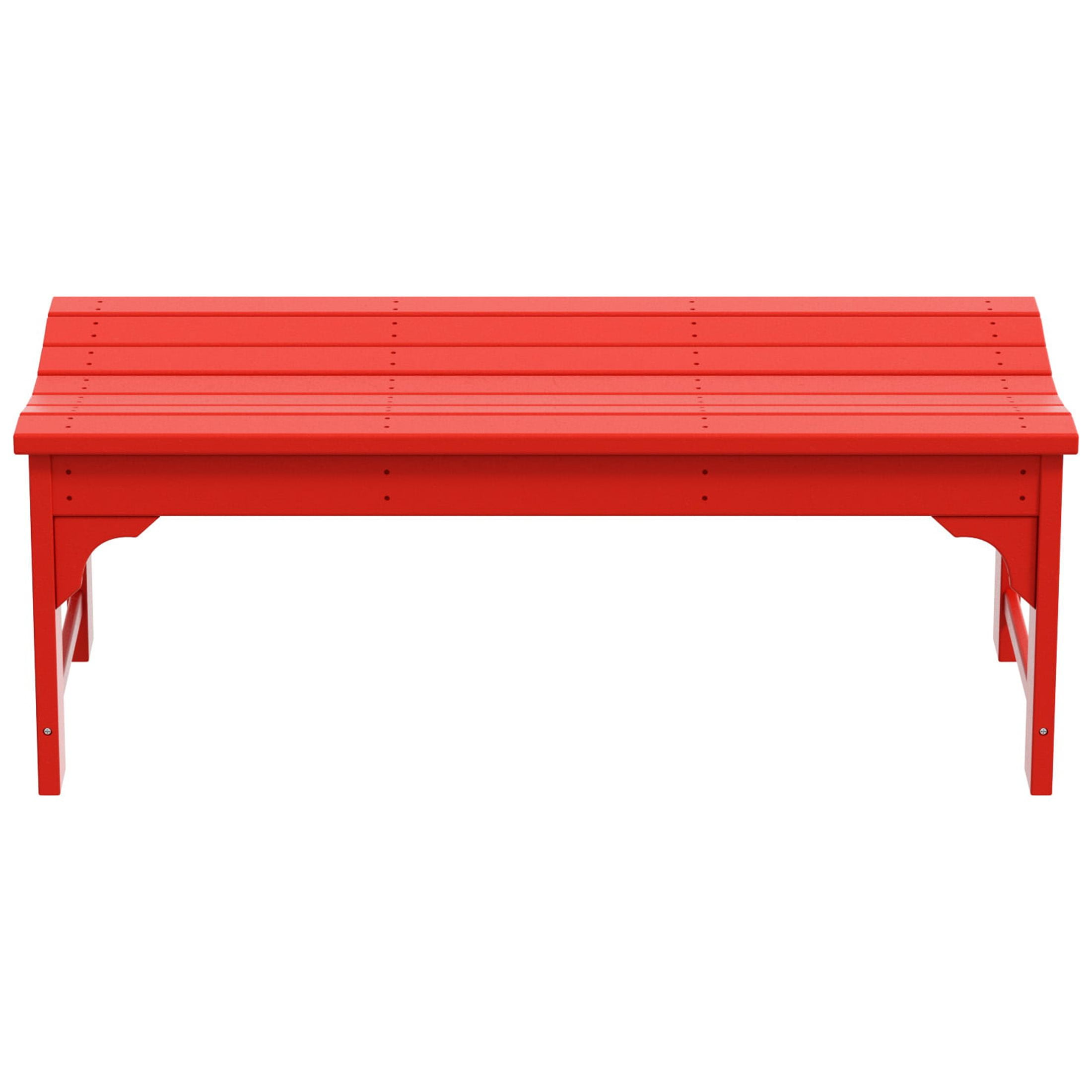 GARDEN Plastic Adirondack Backless Outdoor Bench for Patio Entryway, Red