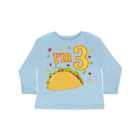 

Inktastic I m Three- taco birthday party Gift Toddler Boy or Toddler Girl Long Sleeve T-Shirt