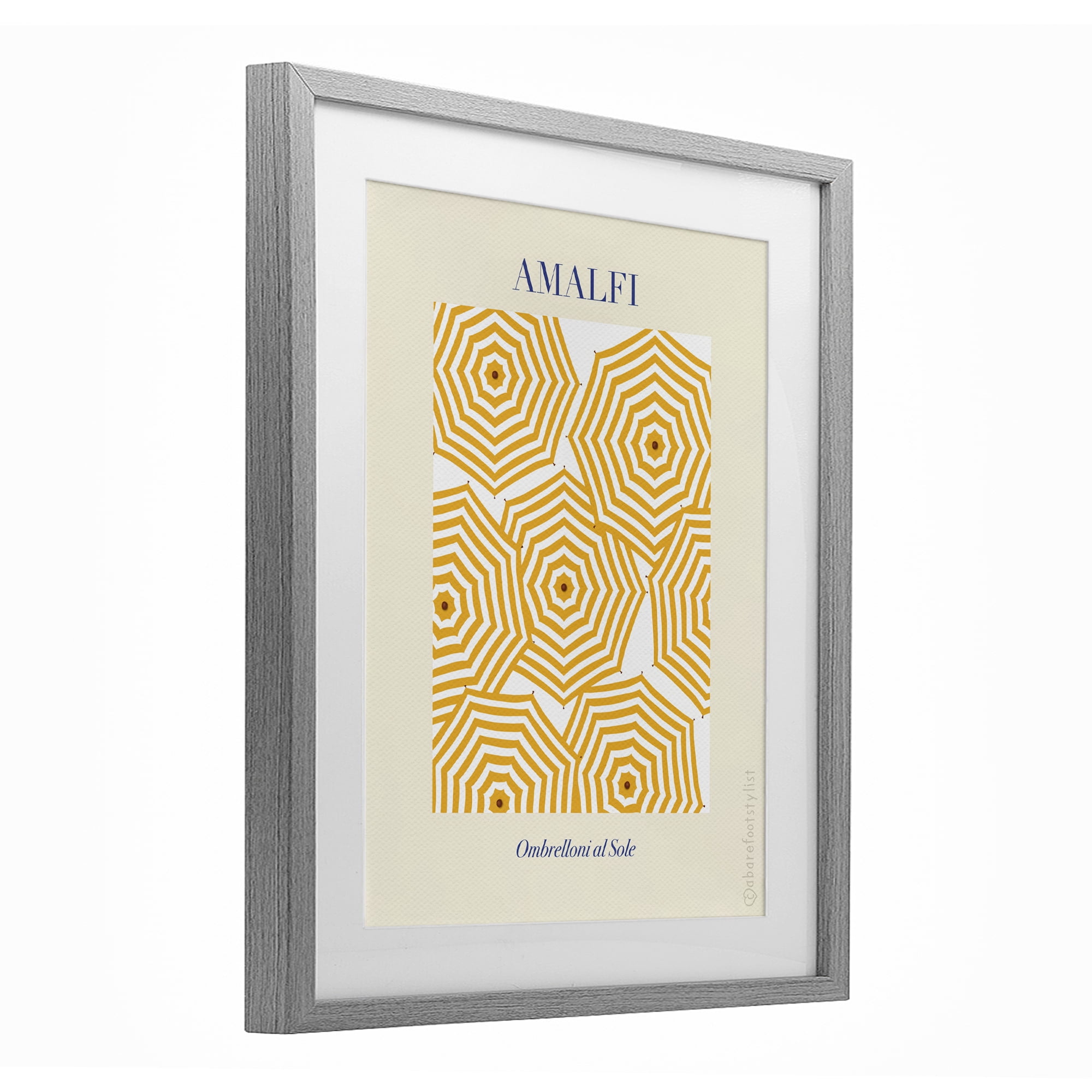 Stupell Industries Yellow Amalfi Umbrellas Gray Framed Print Under Glass, design by A Barefoot Stylist