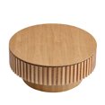 thumbnail image 3 of Kevinplus 31.49" Round Coffee Table with Storage Small Coffee Table for Apartment, Living Room，Walnut, 3 of 12