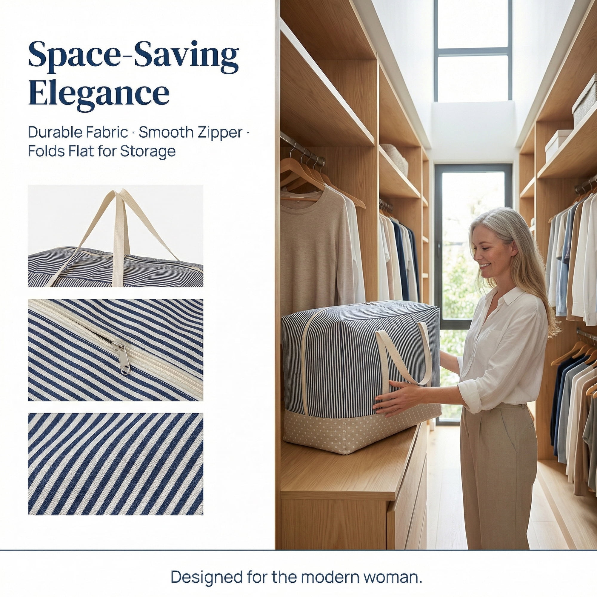 Unique Bargains Clothes Storage Bag for Closet Organizer Blue 18.9"x13.8"x9.8"