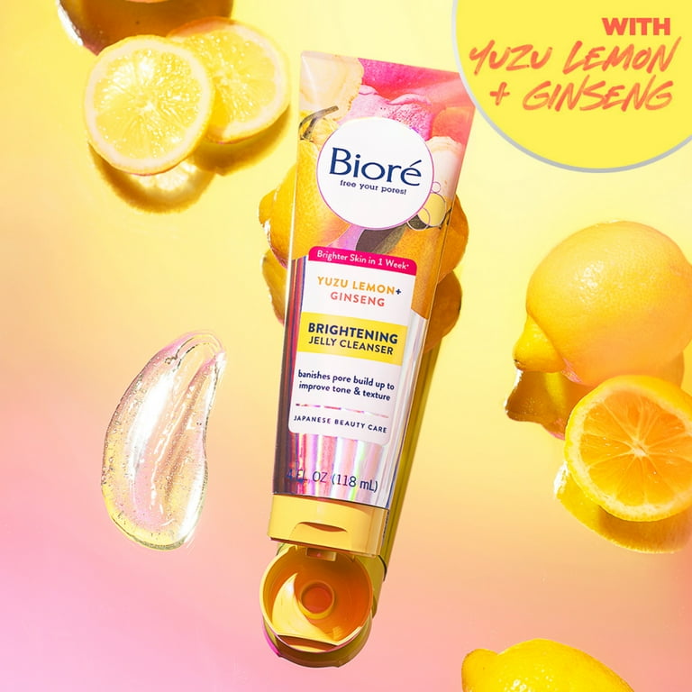 Bioré Yuzu Lemon + Ginseng Brightening Jelly Cleanser 4 fl