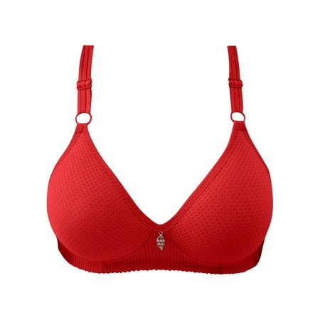 

BIZIZA Women s Bra Full Coverage Adjustable Straps 18 Hour Support Bras Push Up Bralette Red 38