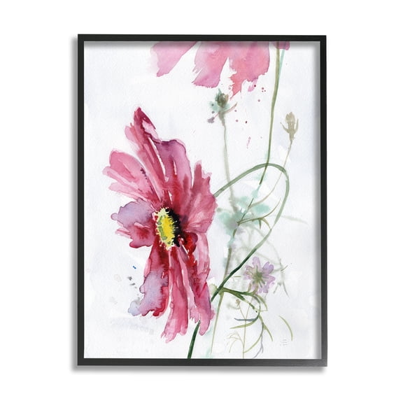 Stupell Industries Bending Pink Cosmo Flower Abstract Floral Watercolor Painting, 11 x 14, Design by Verbrugge Watercolor