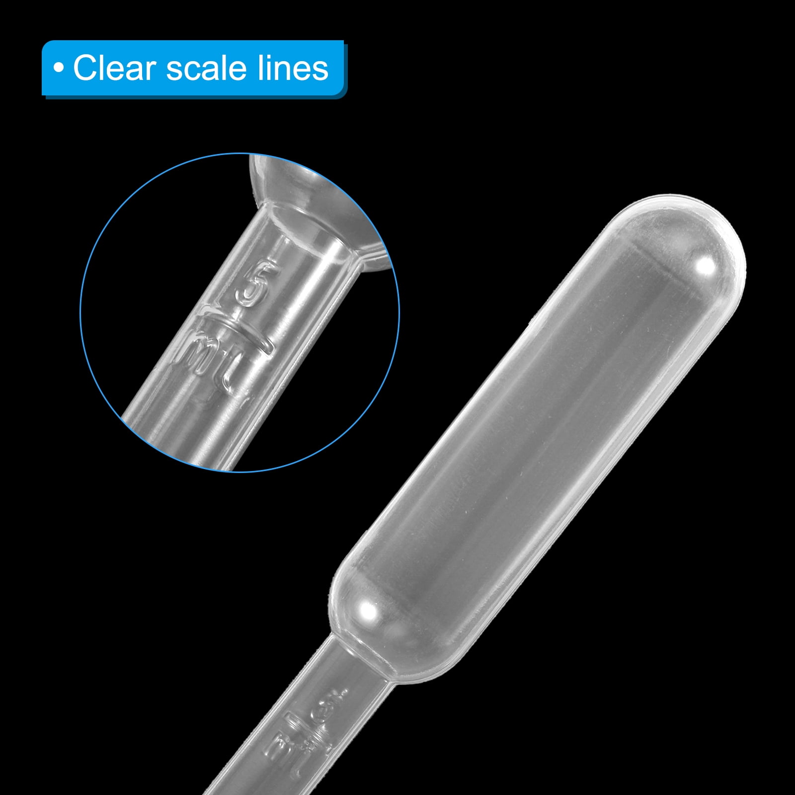 Uxcell Disposable Transfer Pipette, 100pcs 5ml LDPE Pipette Individually Wrapped for Transfer Liquid Clear