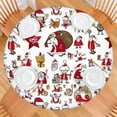 thumbnail image 2 of White Christmas Santa and Character Pattern Round Fitted Tablecloth with Elastic Edge,Dining Table Cover Waterproof,Outdoor Round Tablecloth for Camping,Dining,Indoor and Outdoor, 2 of 7