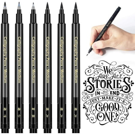 Calligraphy Pens, Calligraphy Set for Beginners, Refillable Calligraphy  Markers 6 Pack with 4 Size, Hand Lettering Pens