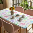 thumbnail image 3 of Happy Easter Table Cloths for 6 Foot Rectangle Tables, Spring Colorful Bunny Floral Watercolor Patio Waterproof Elastic Fitted Tablecloths, Washable Rectangular Table Cover for Camping, 3 of 8
