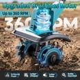 thumbnail image 5 of 20V Cordless Electric Tiller, 10-inch Garden Cultivator, 360RPM, Lightweight Labor-saving, 4.0Ah Battery & Fast Charger, 5 of 5