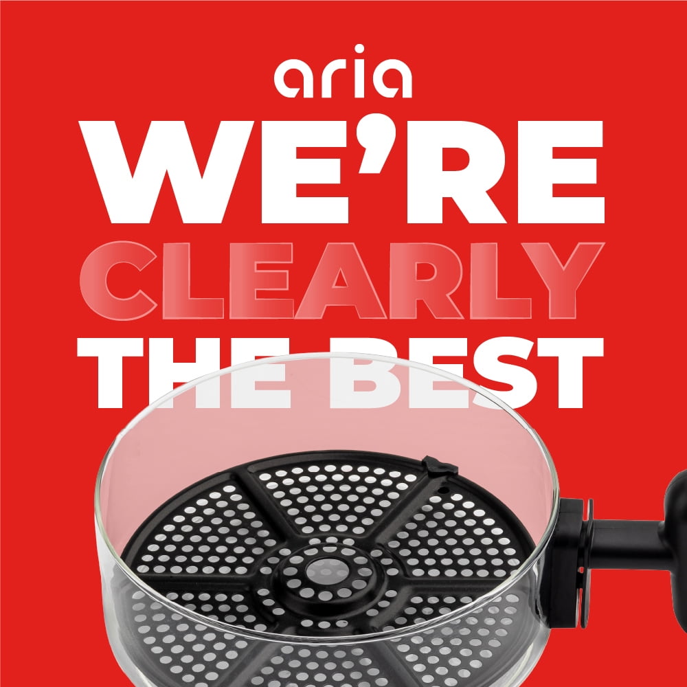 Aria 4Qt Flip Air Fryer with Touch Screen, 4Qt Capacity, Borosilicate Glass Basket & Sear Pan, Toxin-Free, Dual Cooking Modes, Dishwasher Safe