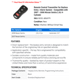 thumbnail image 2 of Remote Control Transmitter for Keyless Entry / Alarm System - Compatible with 2007 - 2008 Nissan Sentra 2.0L 4-Cylinder, 2 of 2