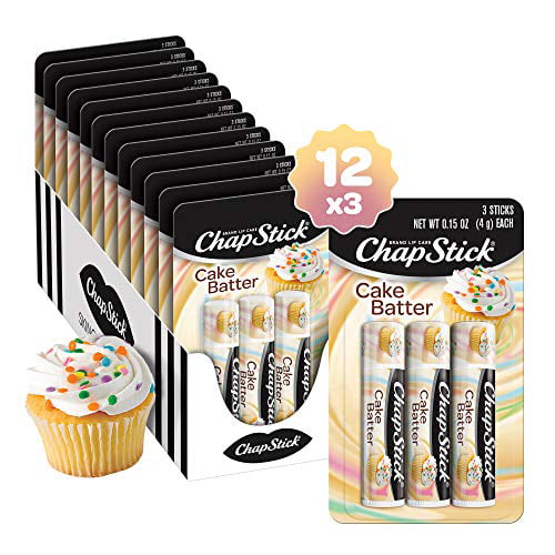 Chapstick Cake Batter Bulk Pack 12 packs of 3 Cake