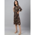 thumbnail image 5 of Janasya Indian Women's Black Cotton Floral Print Flared Western Dress, 5 of 8