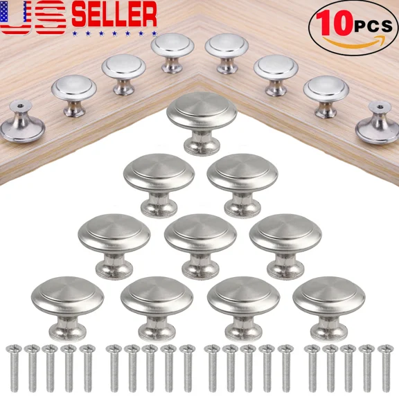 10-Pack Cabinet Knobs Drawer Pulls Door Handles Kitchen Hardware Brushed Nickel