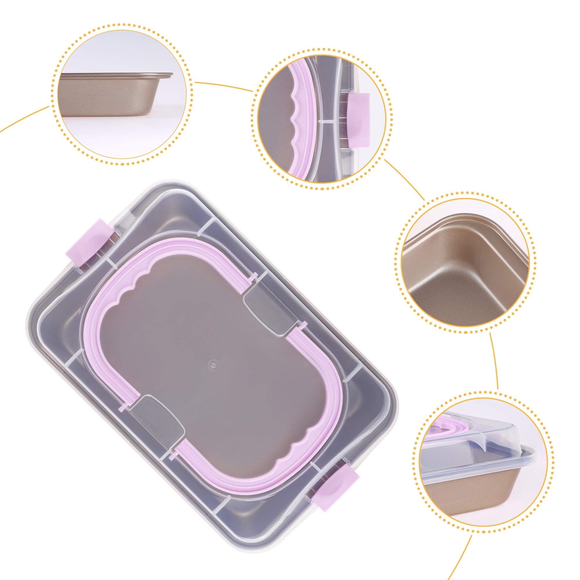 Unique Bargains Baking Sheet Nonstick Cake Pan Champagne Gold 15*15*3.3in