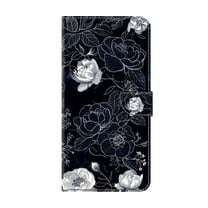 Allytechgroup Stylish iPhone 13 Pro Max Case Cover, Flip Cover Wallet Case with Card Slots, Magnetic Closure Stand Feature Shockproof PU Leather Phone Case for Apple iPhone 13 Pro Max,Black White Rose