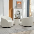thumbnail image 6 of 34" W Swivel Barrel Chair Set of 2, Mid Century Modern Round Upholstered Boucle Swivel Accent Chairs, No Assembly Sofa Chair for Living Room Bedroom Reading, Cream, 6 of 12